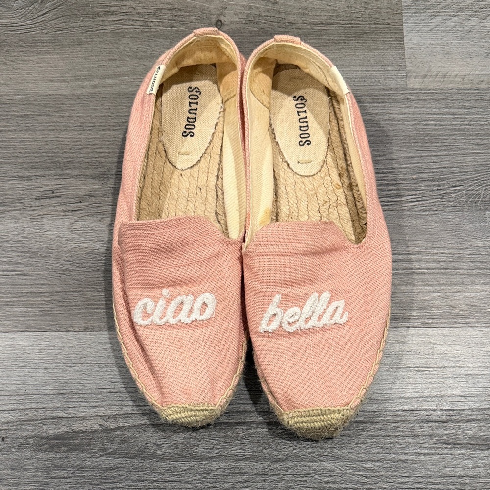 Soludos Pink 'Ciao Bella' Espadrille Slip-Ons